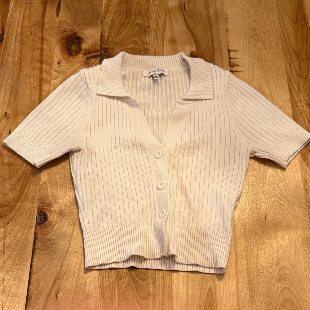 Emory Park Ivory Ribbed Knit Top